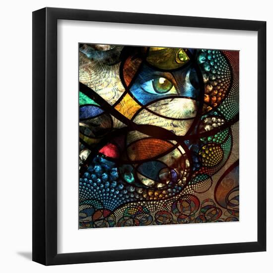 Abstract Image With Text And Human Eye-rolffimages-Framed Art Print