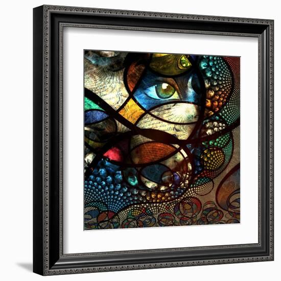 Abstract Image With Text And Human Eye-rolffimages-Framed Art Print