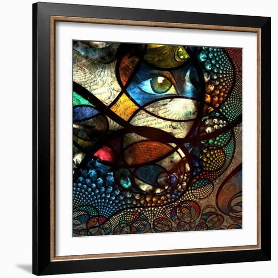 Abstract Image With Text And Human Eye-rolffimages-Framed Art Print