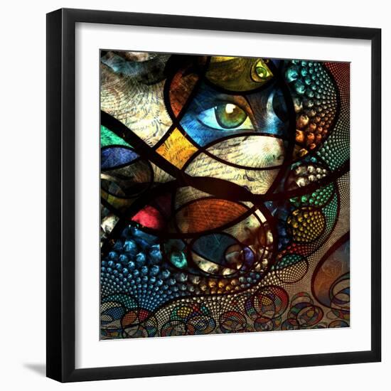 Abstract Image With Text And Human Eye-rolffimages-Framed Art Print