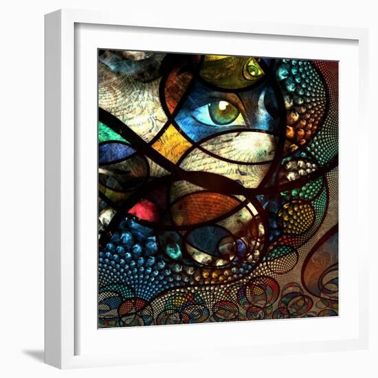 Abstract Image With Text And Human Eye-rolffimages-Framed Art Print