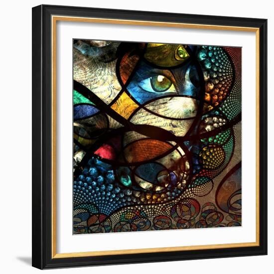 Abstract Image With Text And Human Eye-rolffimages-Framed Art Print