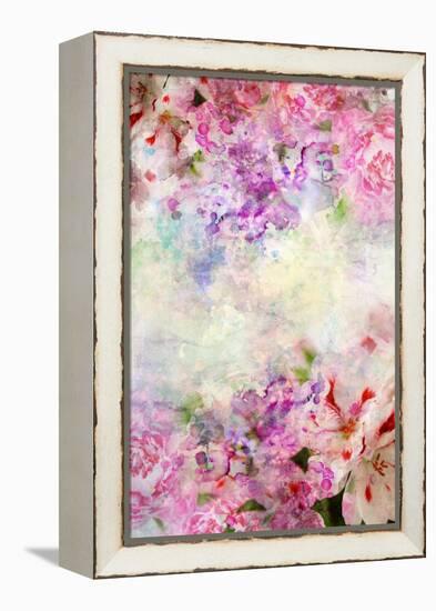 Abstract Ink Painting Combined With Flowers On Grunge Paper Texture-run4it-Framed Stretched Canvas