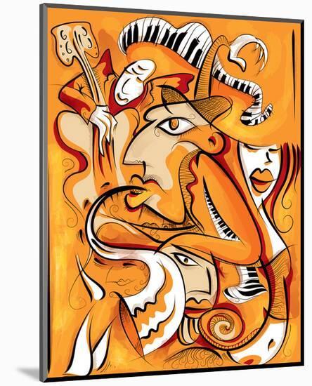 Abstract Jazz Quartett-null-Mounted Art Print