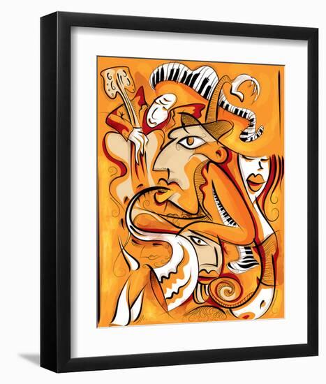 Abstract Jazz Quartett-null-Framed Art Print