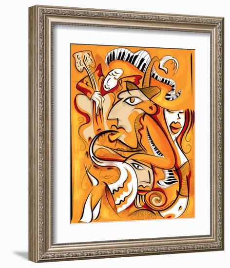 Abstract Jazz Quartett-null-Framed Art Print