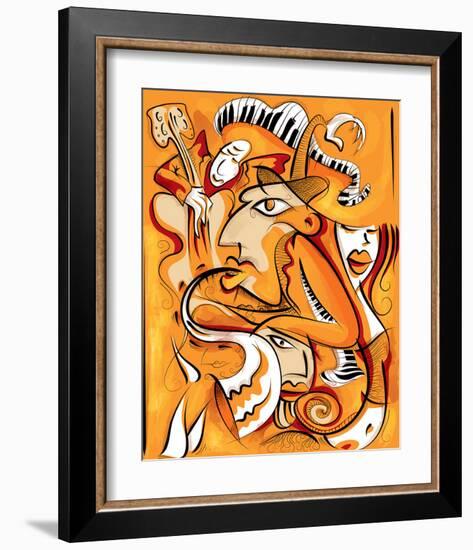 Abstract Jazz Quartett-null-Framed Art Print