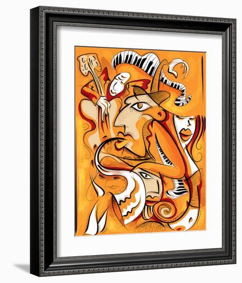 Abstract Jazz Quartett-null-Framed Art Print