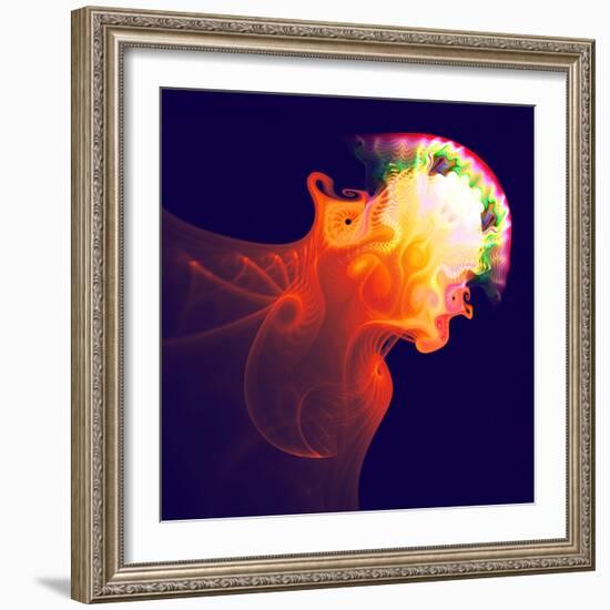 Abstract Jellyfish in the Ocean. Fractal Art Graphics-Artem Volkov-Framed Photographic Print