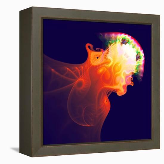 Abstract Jellyfish in the Ocean. Fractal Art Graphics-Artem Volkov-Framed Premier Image Canvas