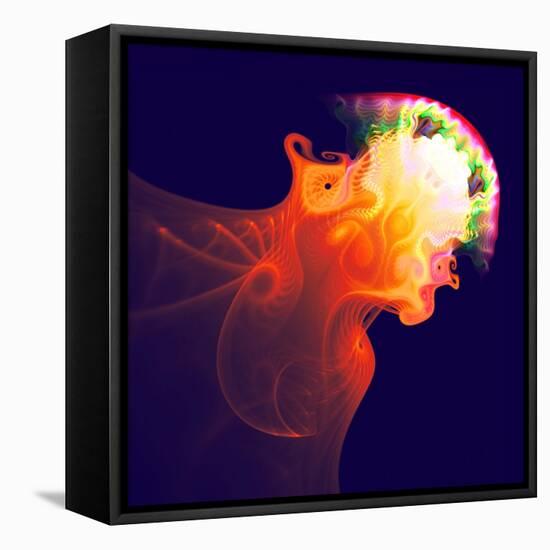 Abstract Jellyfish in the Ocean. Fractal Art Graphics-Artem Volkov-Framed Premier Image Canvas