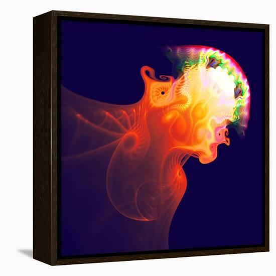 Abstract Jellyfish in the Ocean. Fractal Art Graphics-Artem Volkov-Framed Premier Image Canvas