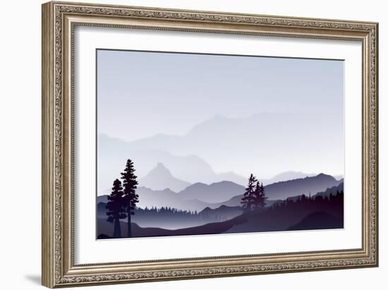Abstract Landscape of Blue Mountains-Limilama-Framed Art Print