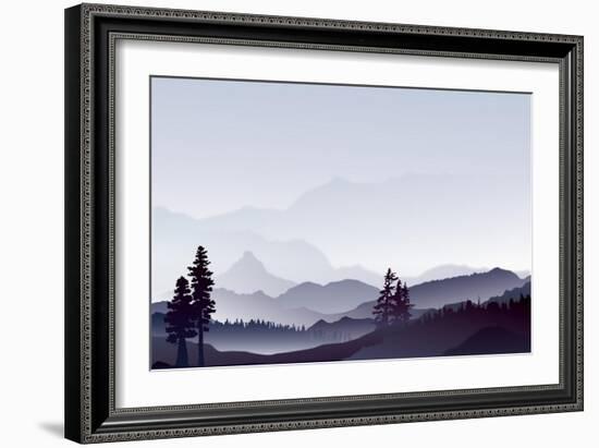 Abstract Landscape of Blue Mountains-Limilama-Framed Art Print
