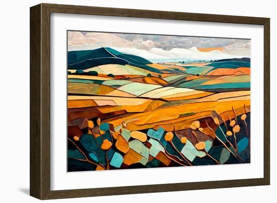 Abstract Landscape with Rolling Hills-Avril Anouilh-Framed Art Print