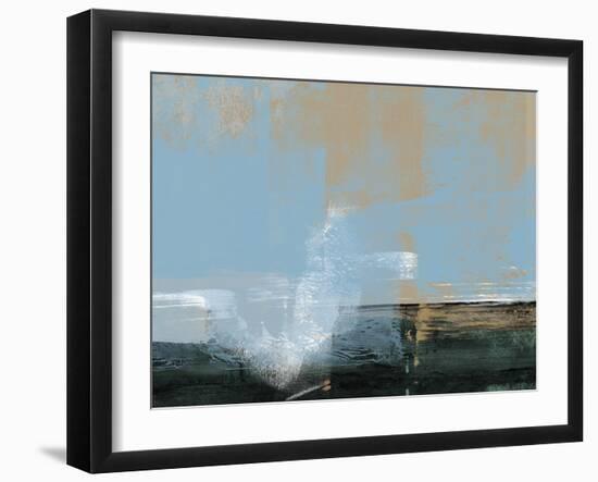 Abstract Light Blue and Ochre-Alma Levine-Framed Art Print