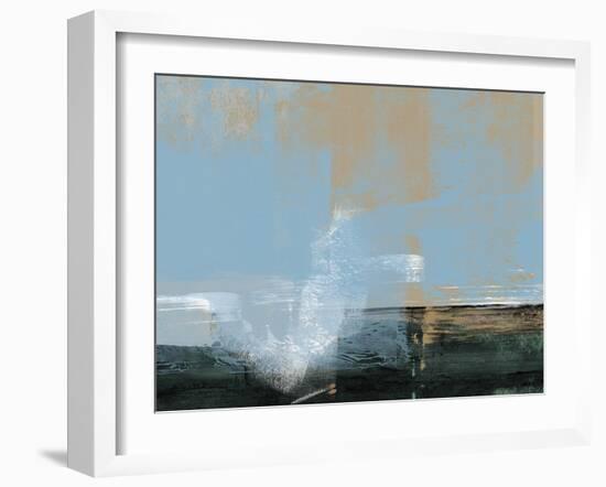 Abstract Light Blue and Ochre-Alma Levine-Framed Art Print