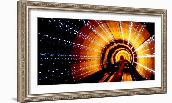 Abstract light patterns from moving train, The Bund Tourist Tunnel, Shanghai Province, Shanghai...-Panoramic Images-Framed Photographic Print