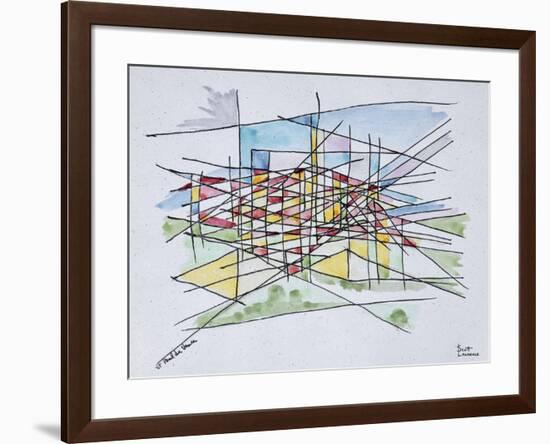 Abstract line drawing of Saint Paul de Vence, Provence, France-Richard Lawrence-Framed Photographic Print