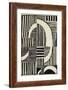 Abstract Linocut A-THE Studio-Framed Giclee Print