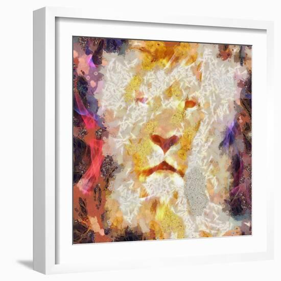 Abstract Lion Collage Painting-prawny-Framed Art Print