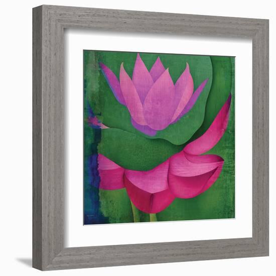 Abstract Lotus Flower-Elena Ray-Framed Art Print