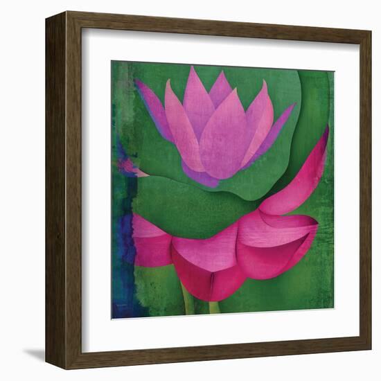 Abstract Lotus Flower-Elena Ray-Framed Art Print