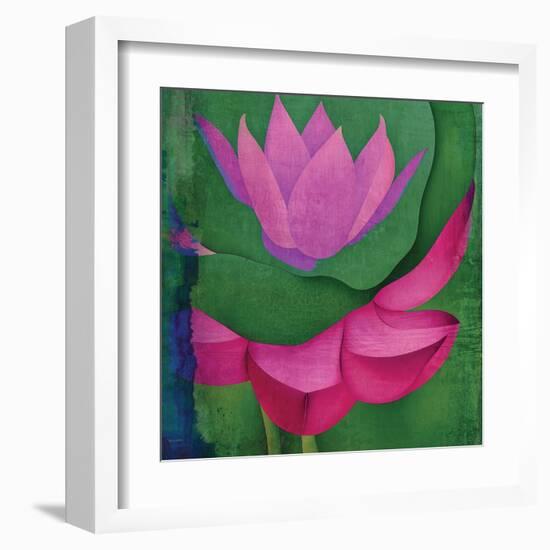 Abstract Lotus Flower-Elena Ray-Framed Art Print