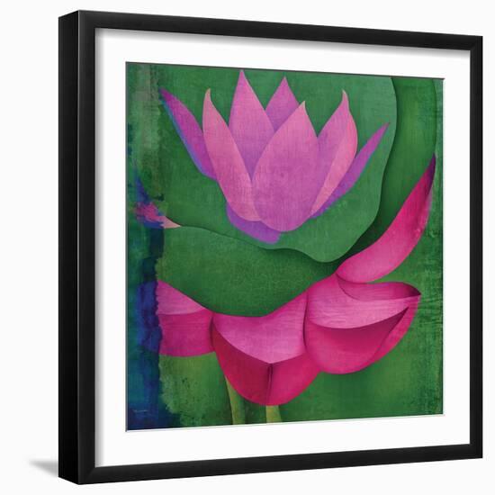 Abstract Lotus Flower-Elena Ray-Framed Art Print