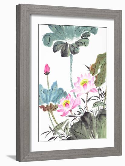 Abstract Lotus-Traditional Chinese Painting-aslysun-Framed Art Print
