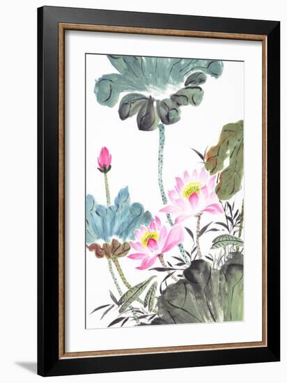 Abstract Lotus-Traditional Chinese Painting-aslysun-Framed Art Print