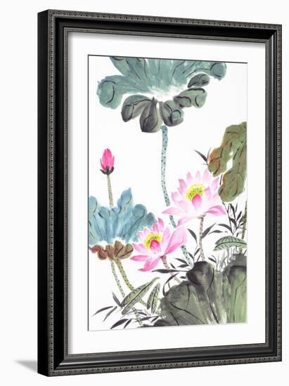 Abstract Lotus-Traditional Chinese Painting-aslysun-Framed Art Print