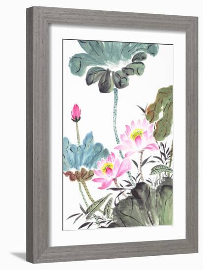 Abstract Lotus-Traditional Chinese Painting-aslysun-Framed Premium Giclee Print