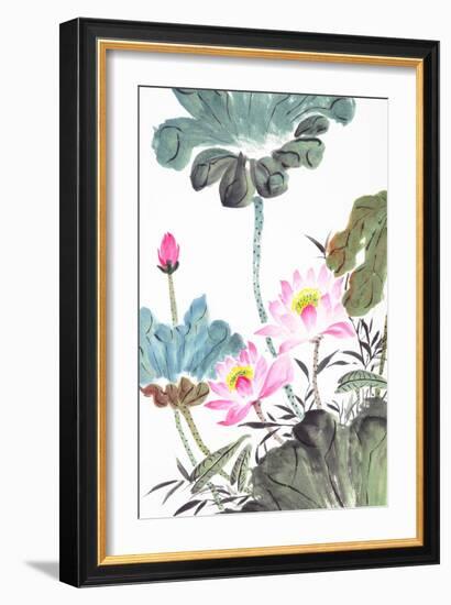 Abstract Lotus-Traditional Chinese Painting-aslysun-Framed Premium Giclee Print