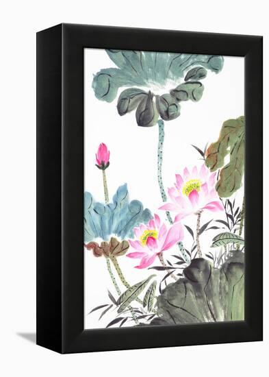 Abstract Lotus-Traditional Chinese Painting-aslysun-Framed Stretched Canvas