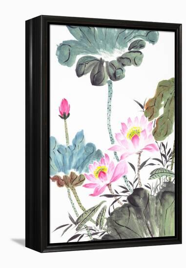 Abstract Lotus-Traditional Chinese Painting-aslysun-Framed Stretched Canvas