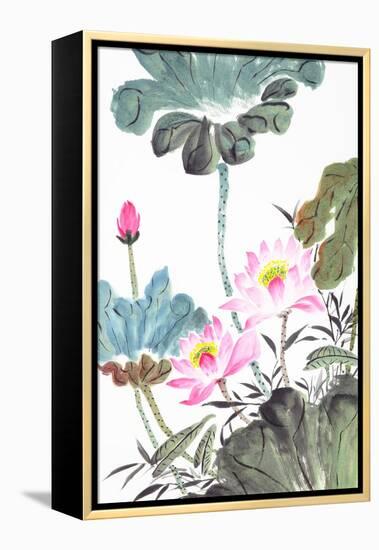 Abstract Lotus-Traditional Chinese Painting-aslysun-Framed Stretched Canvas