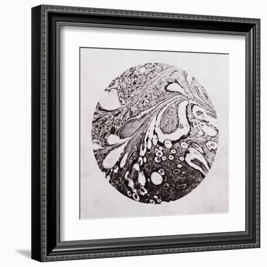 Abstract Marble Sphere of Ink-Swedish Marble-Framed Art Print