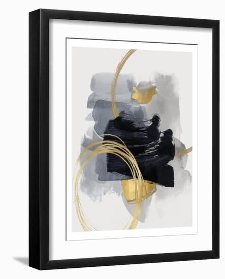 Abstract Motion Black 2, 2023-David Moore-Framed Art Print