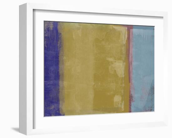 Abstract Mustard and Blue-Alma Levine-Framed Art Print