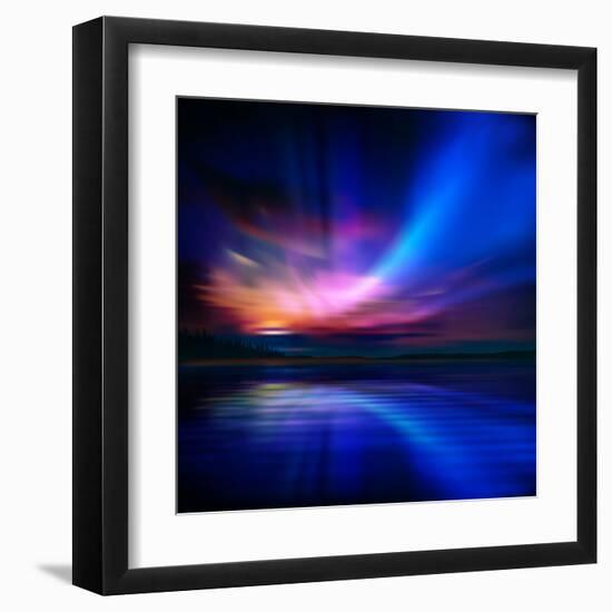 Abstract Nature Background with Aurora Borealis and Forest-Santa-Framed Premium Photographic Print