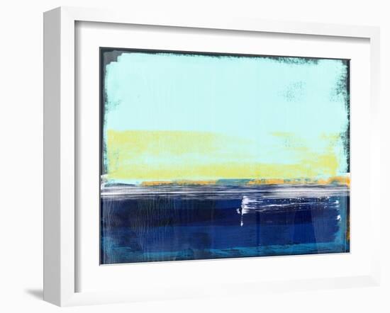 Abstract Navy Blue and Turquoise-Alma Levine-Framed Art Print