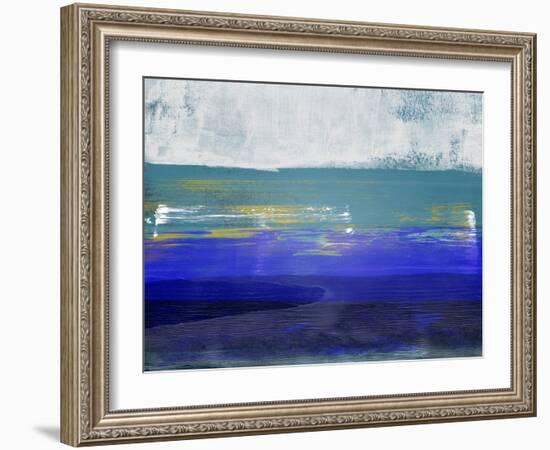 Abstract Navy Blue and Turquoise-Alma Levine-Framed Art Print