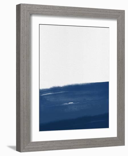 Abstract Navy Blue Watercolor-Hallie Clausen-Framed Art Print