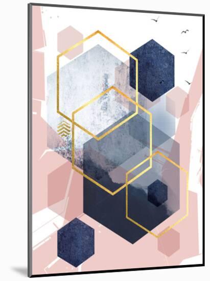 Abstract Navy Blush Gold 1 Art Print Urban Epiphany Art Com