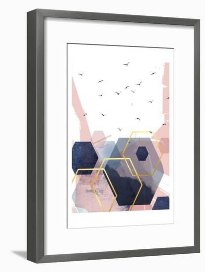 Abstract Navy Blush Gold 2-Urban Epiphany-Framed Art Print