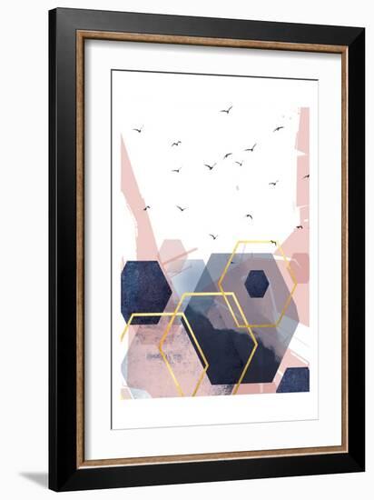 Abstract Navy Blush Gold 2-Urban Epiphany-Framed Art Print