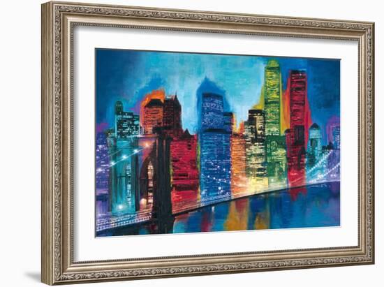 Abstract NYC Skyline at Night-Brian Carter-Framed Art Print