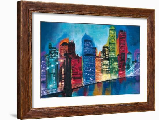 Abstract NYC Skyline at Night-Brian Carter-Framed Art Print