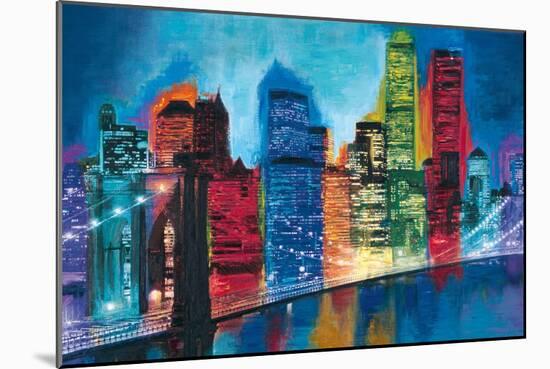 Abstract NYC Skyline at Night-Brian Carter-Mounted Art Print